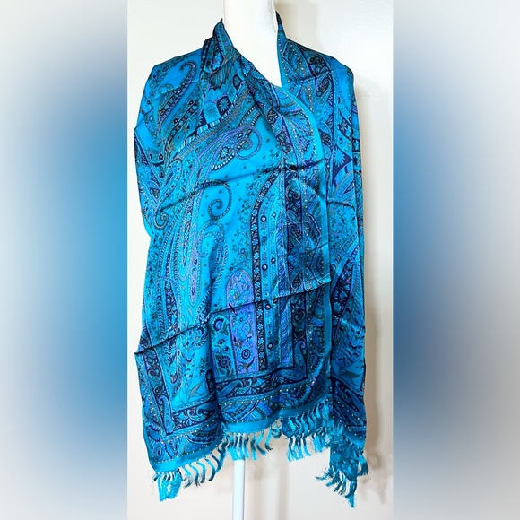 Women’s Kalanjali 100% Pure Silk Multicolor Blue NWT - Picture 6 of 11